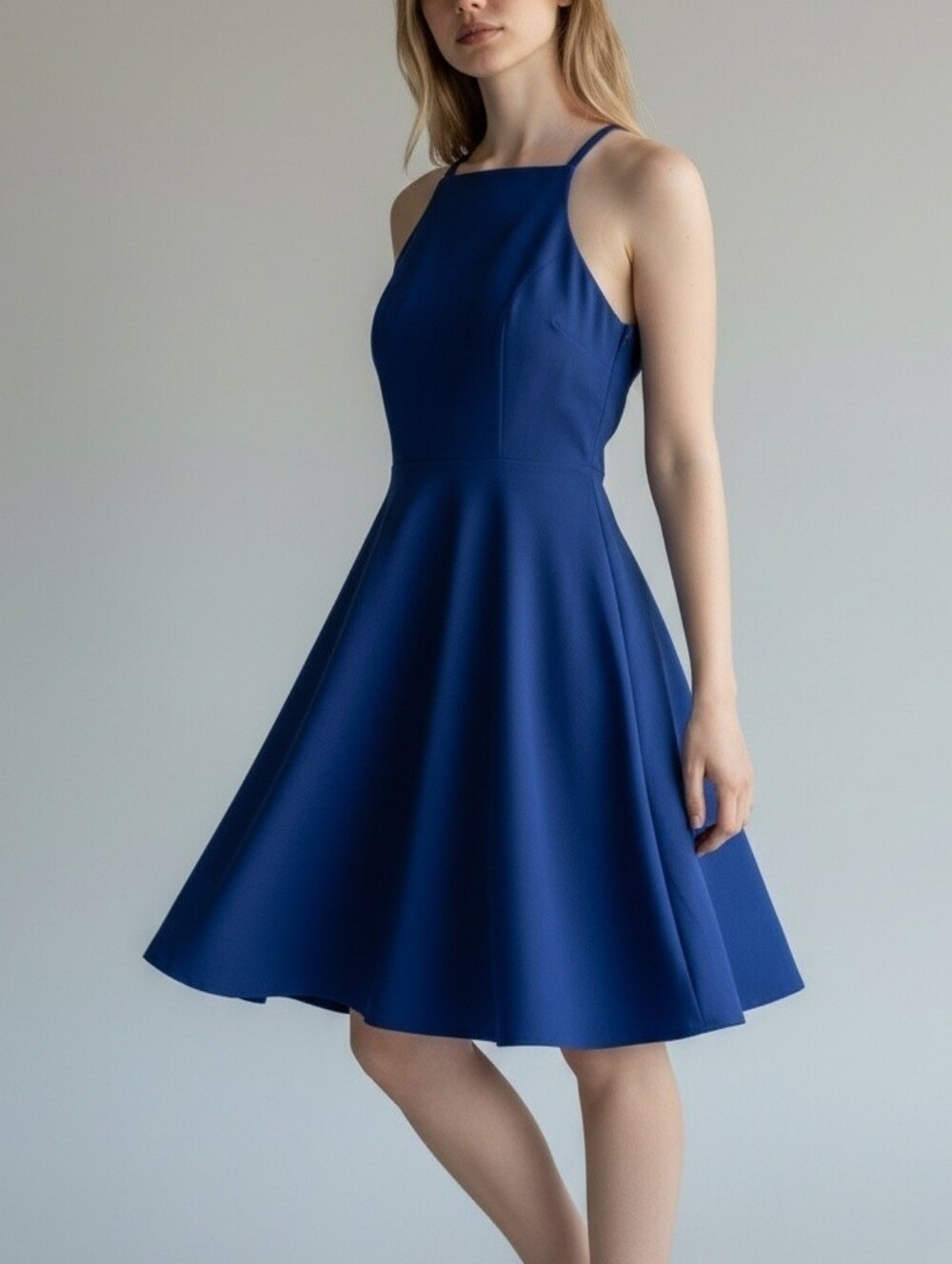 Lulu's Deep Blue Dress with Halter Neck Homecoming Party Flirty Romantic Dance